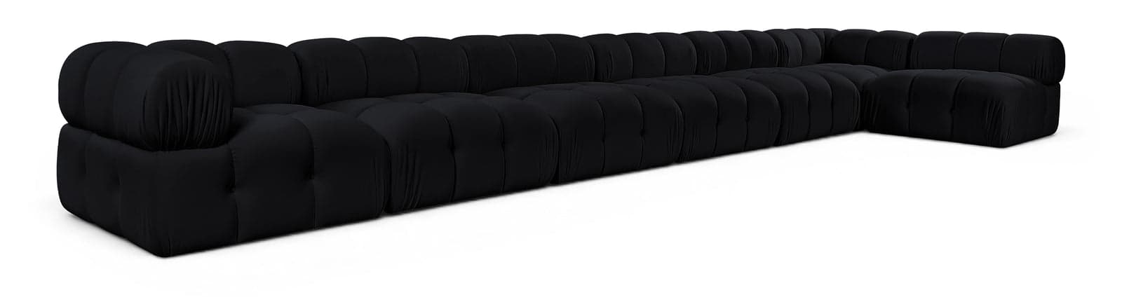 Camden Black Velvet Performance Fabric Upholstered Sectional, 7-Piece (Style 5) — Vista 1 (1/3)