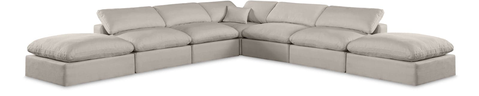 Farrah 157" Beige Linen Textured Fabric Upholstered Sectional, 7-Piece — View 1 (1/3)