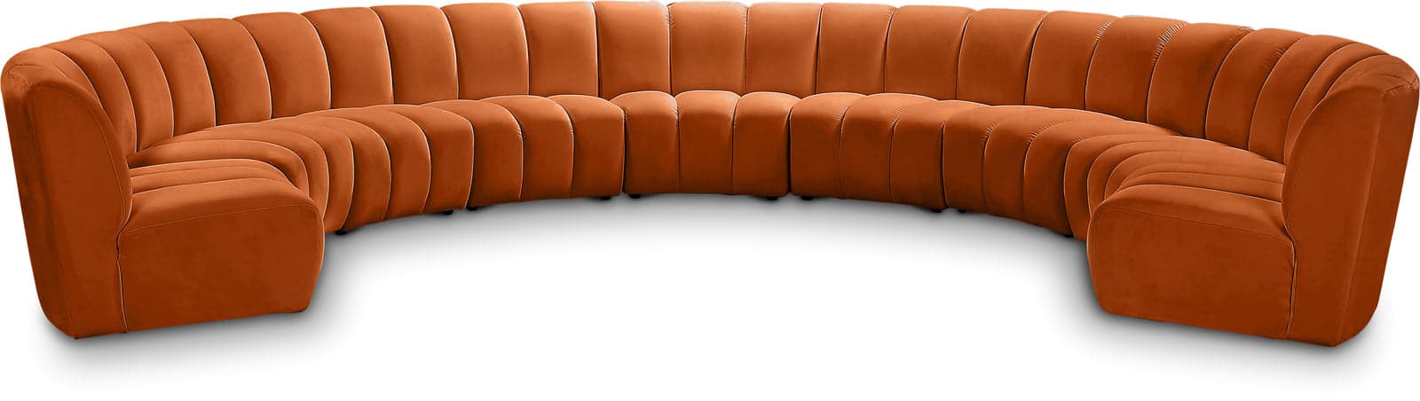 Isolde 178" Cognac Velvet Upholstered Sectional, 9-Piece — Vista 1 (1/3)