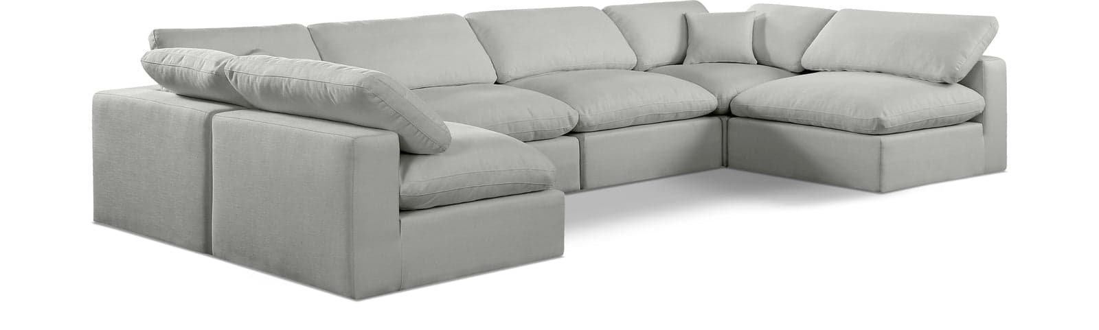 Farrah 158" Grey Linen Textured Fabric Upholstered Sectional, 6-Piece (Style 3) — Vista 1 (1/3)