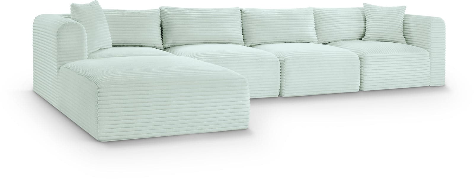 Faye 140" Mint Corduroy Performance Fabric Upholstered Sectional, 5-Piece — View 1 (1/3)