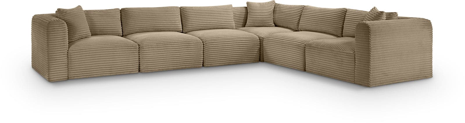 Faye 140" Taupe Corduroy Performance Fabric Upholstered Sectional, 6-Piece — View 1 (1/3)