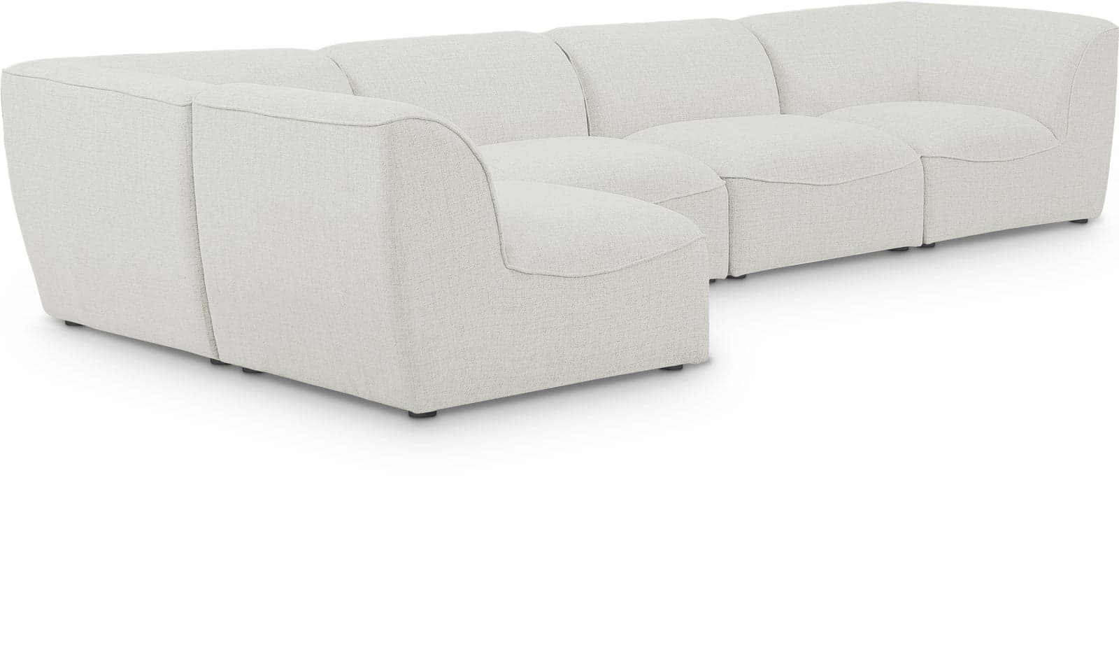 Greer 142" Cream Linen Textured Fabric Upholstered Sectional, 5-Piece (Style 2) — Vista 1 (1/3)