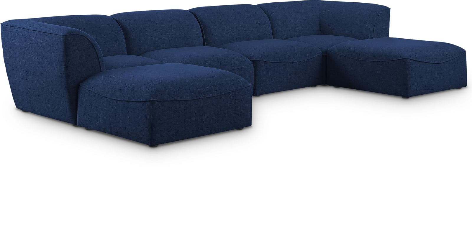 Greer 142" Navy Linen Textured Fabric Upholstered Sectional, 6-Piece — Vista 1 (1/3)