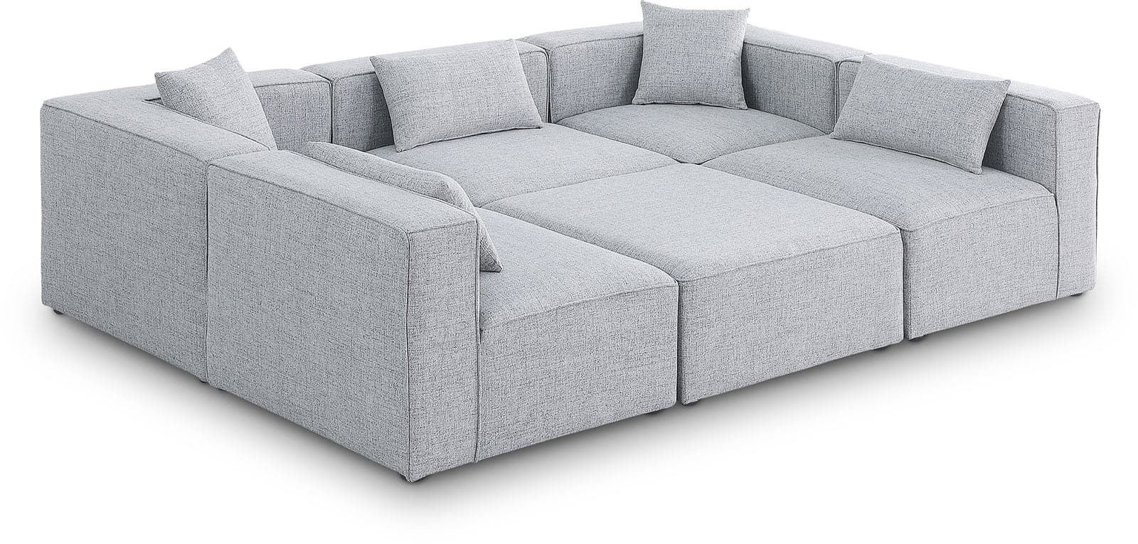 Farrah 108" Grey Fabric Upholstered Sectional, 6-Piece — Vista 1 (1/3)