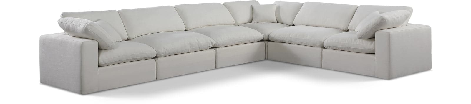 Farrah 158" Cream Linen Textured Fabric Upholstered Sectional, 6-Piece — View 1 (1/3)