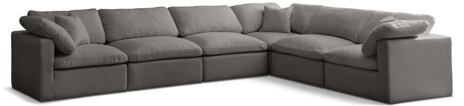 Selene 140" Grey Velvet Upholstered Standard Comfort Sectional, 6-Piece — View 1 (1/3)