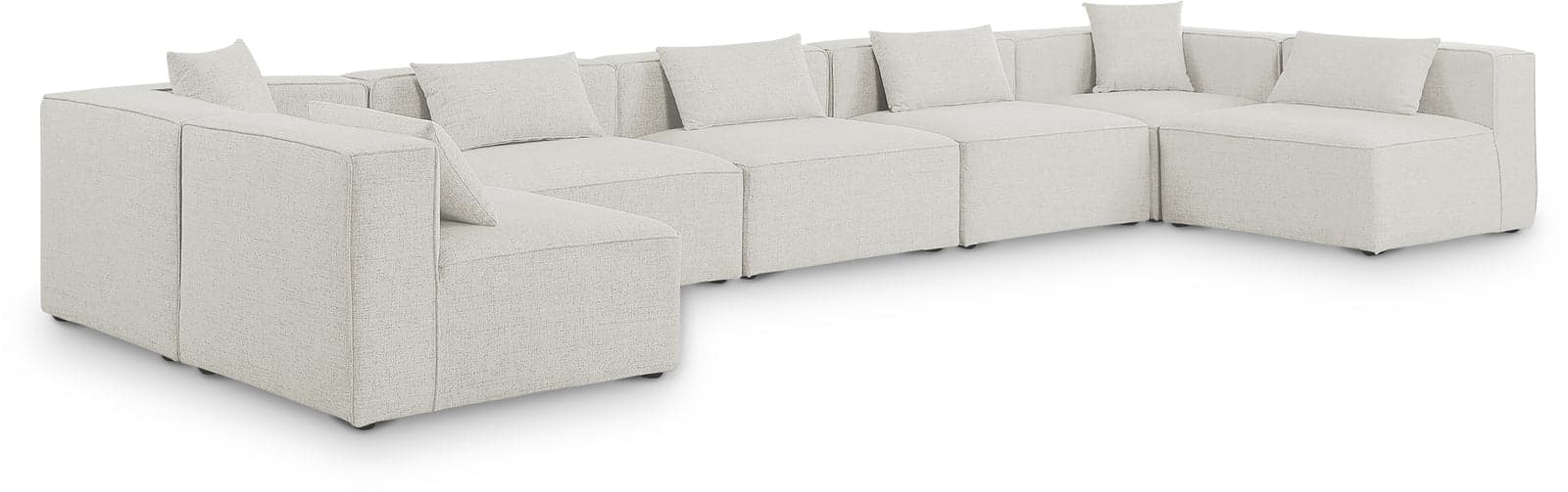 Farrah 180" Cream Fabric Upholstered Sectional, 7-Piece — Vista 1 (1/3)