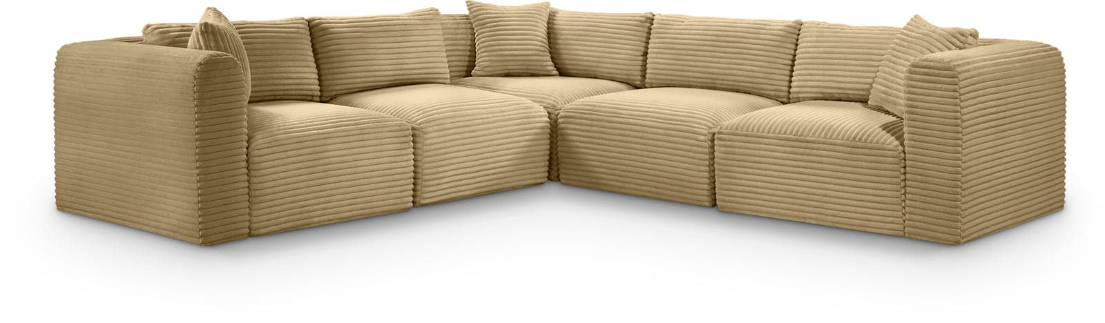 Faye 109" Camel Corduroy Performance Fabric Upholstered Sectional, 5-Piece — View 1 (1/3)