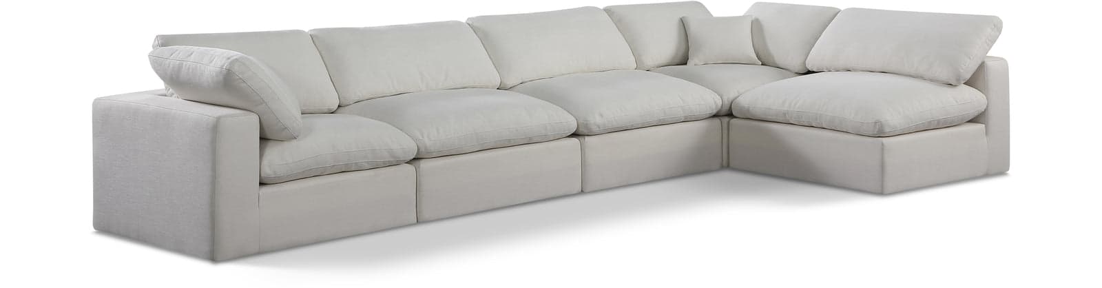 Farrah 158" Cream Linen Textured Fabric Upholstered Sectional, 5-Piece (Style 2) — View 1 (1/3)