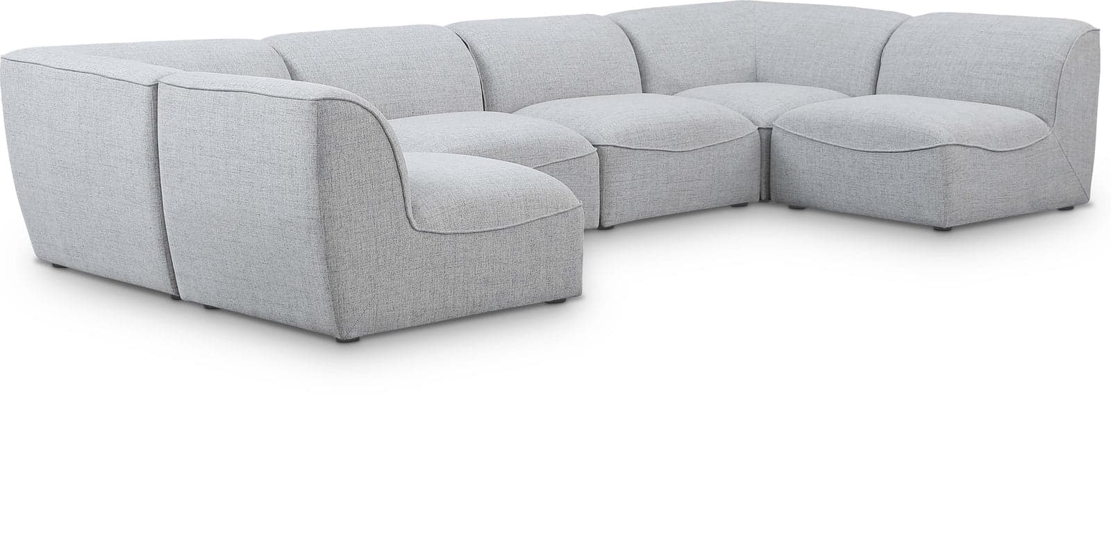 Greer 142" Grey Linen Textured Fabric Upholstered Sectional, 6-Piece (Style 3) — View 1 (1/3)