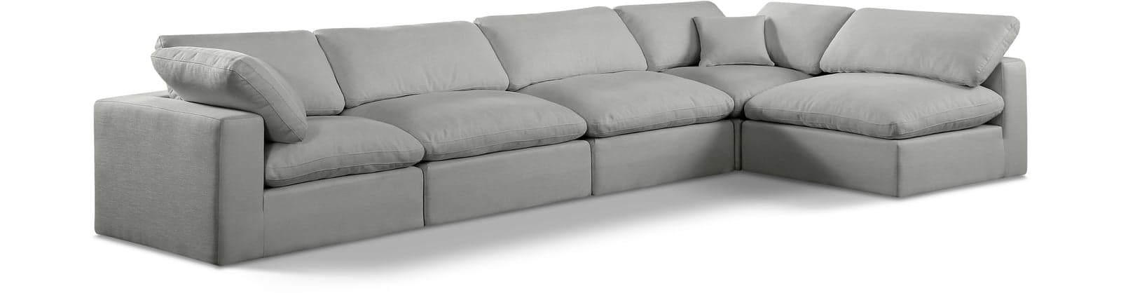 Farrah 158" Grey Linen Textured Fabric Upholstered Sectional, 5-Piece (Style 2) — View 1 (1/3)