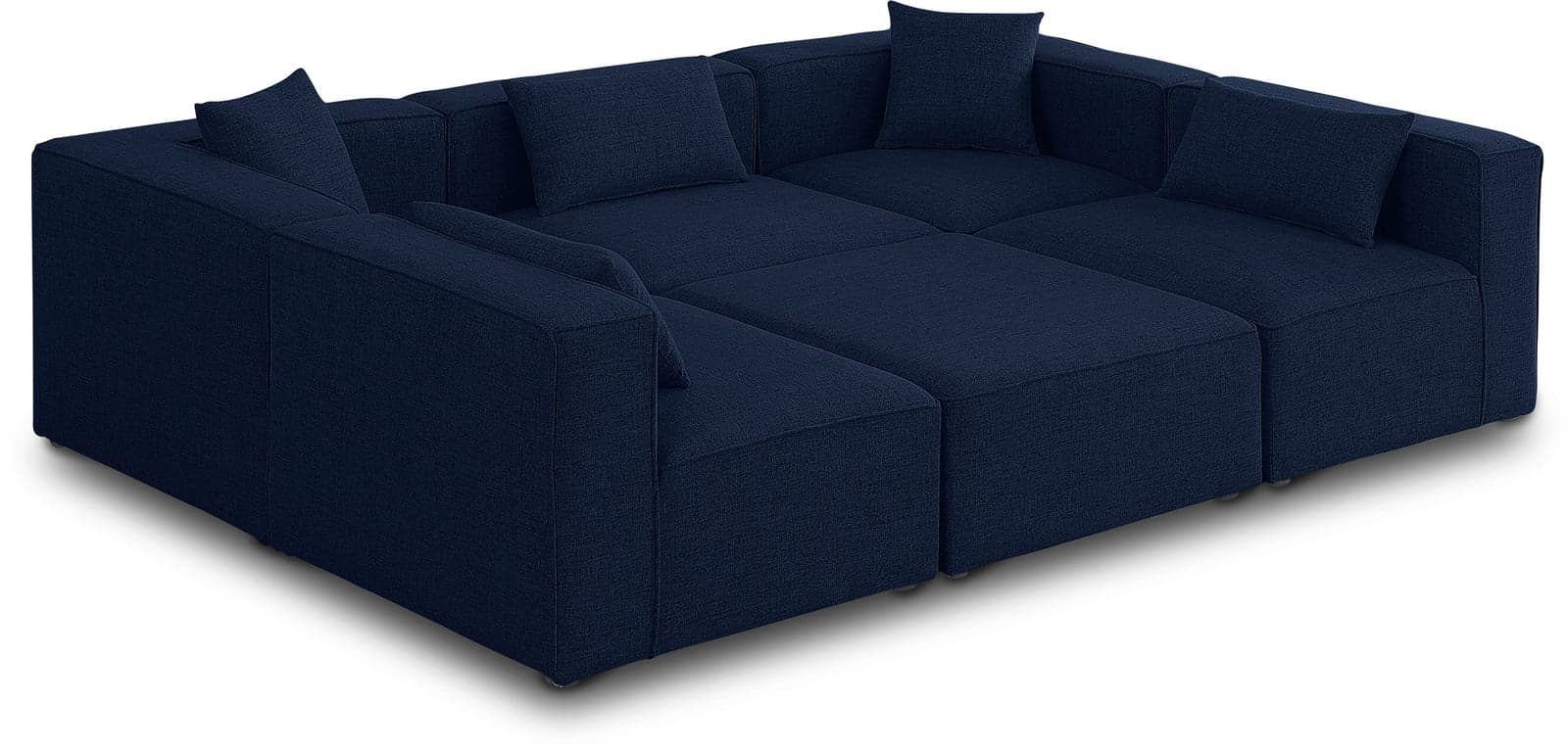 Farrah 108" Navy Fabric Upholstered Sectional, 6-Piece — View 1 (1/3)