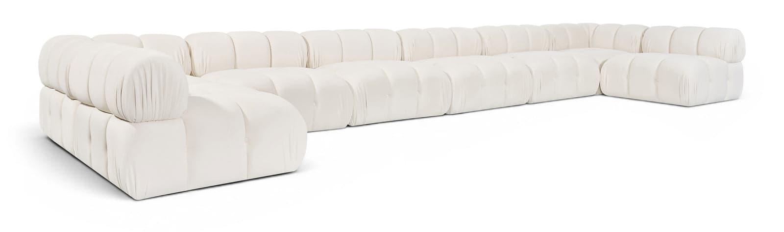 Camden Cream Velvet Performance Fabric Upholstered Sectional, 8-Piece (Style 3) — View 1 (1/3)