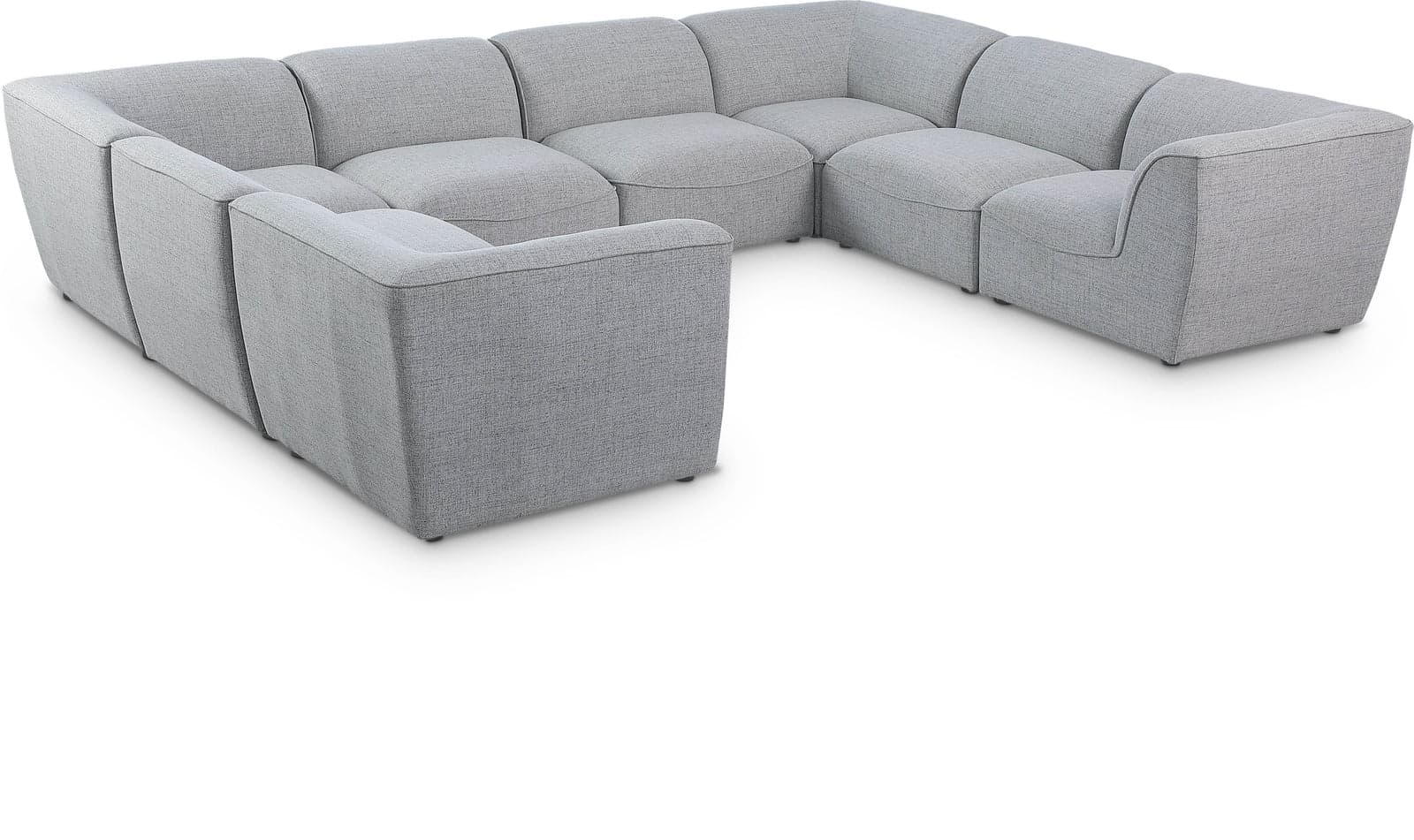 Greer 142" Grey Linen Textured Fabric Upholstered Sectional, 8-Piece — Vista 1 (1/3)