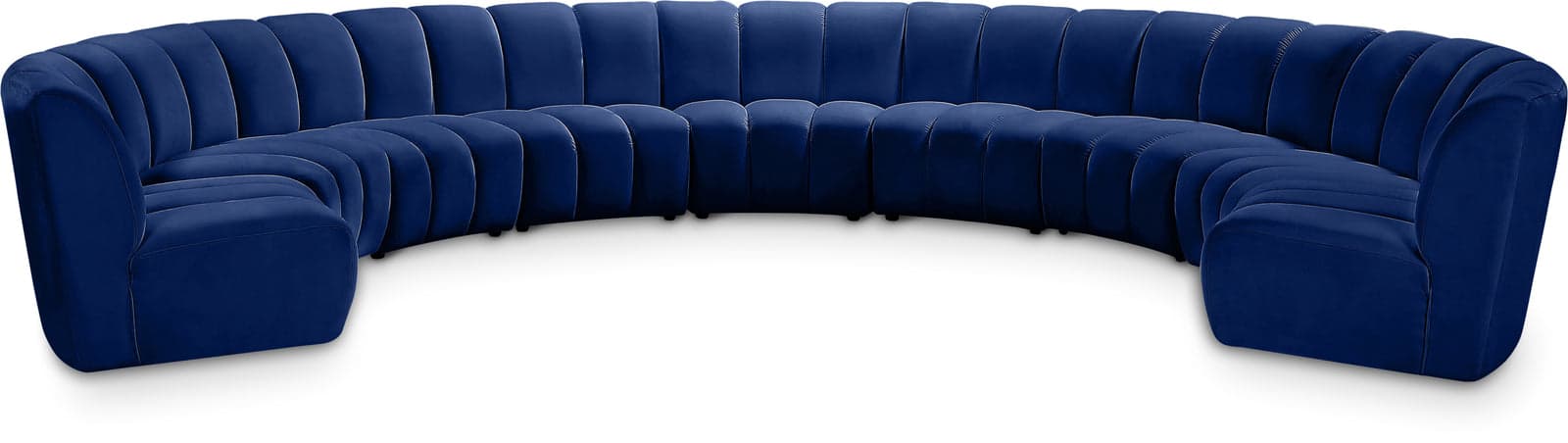 Isolde 178" Navy Velvet Upholstered Sectional, 9-Piece — Vista 1 (1/3)
