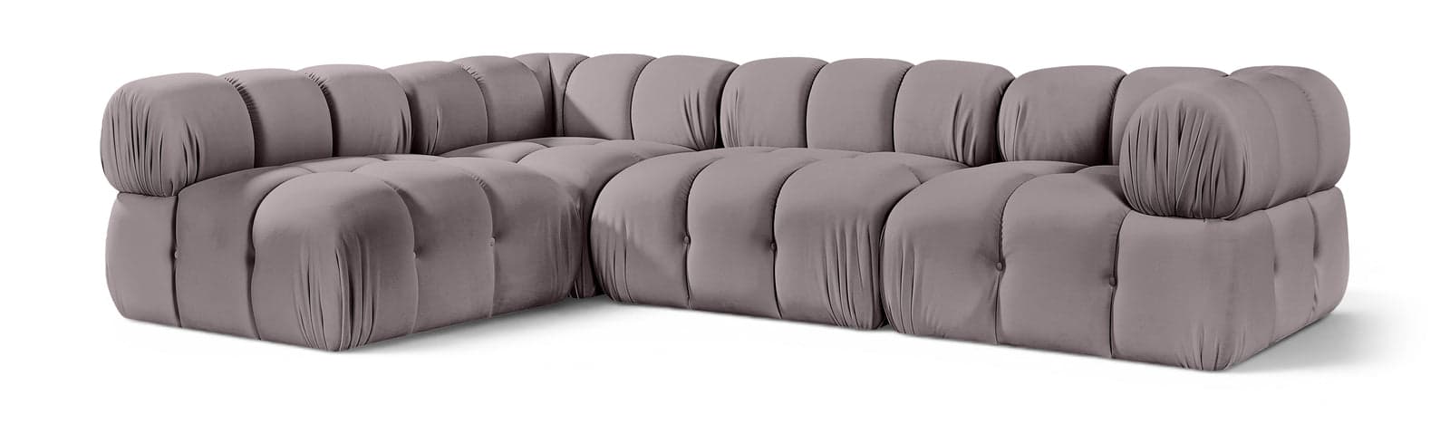 Camden Taupe Velvet Performance Fabric Upholstered Sectional, 4-Piece — View 1 (1/3)