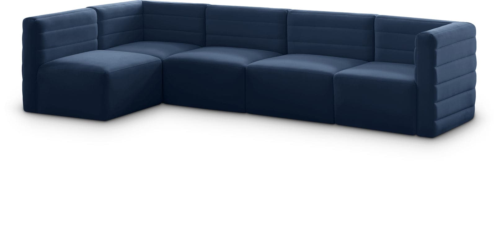Opal 126" Navy Velvet Upholstered Comfort Sectional, 5-Piece — View 1 (1/3)