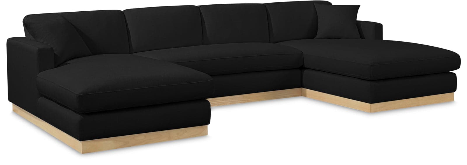 Bellamy 127" Black Linen Textured Fabric Upholstered Sectional, 3-Piece — View 1 (1/3)