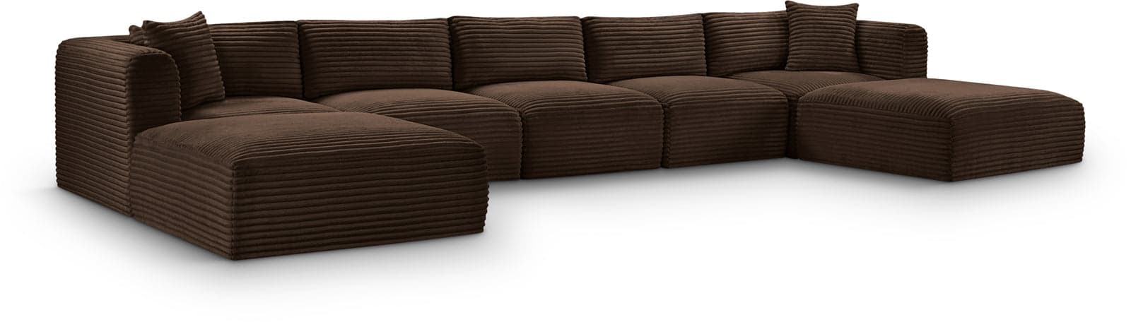 Faye 171" Brown Corduroy Performance Fabric Upholstered Sectional, 7-Piece (Style 2) — Vista 1 (1/3)
