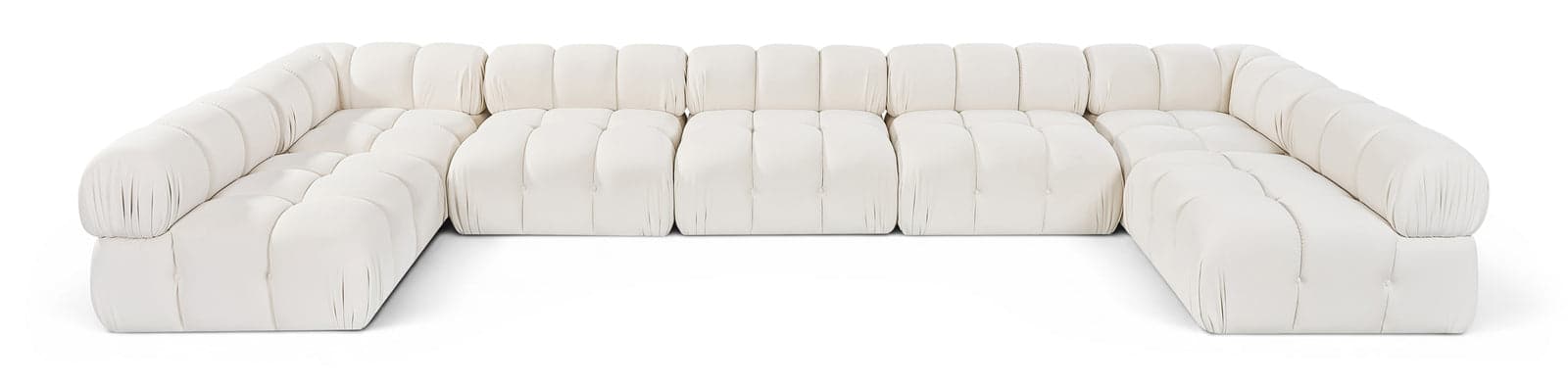 Camden Cream Velvet Performance Fabric Upholstered Sectional, 7-Piece (Style 2) — Vista 1 (1/3)