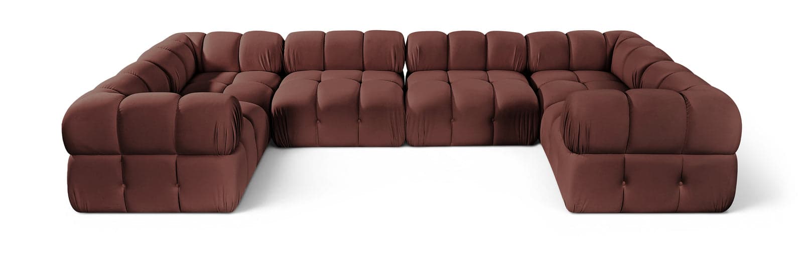 Camden Rose Velvet Performance Fabric Upholstered Sectional, 6-Piece (Style 7) — View 1 (1/3)