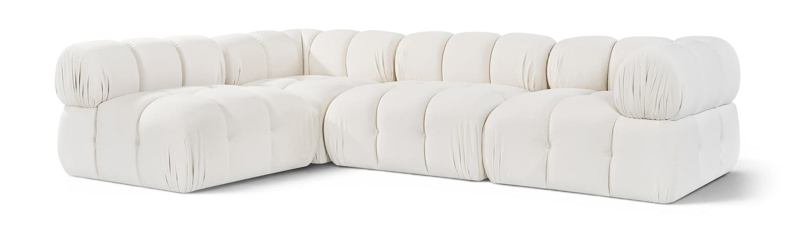 Camden Cream Velvet Performance Fabric Upholstered Sectional, 4-Piece — Vista 1 (1/3)
