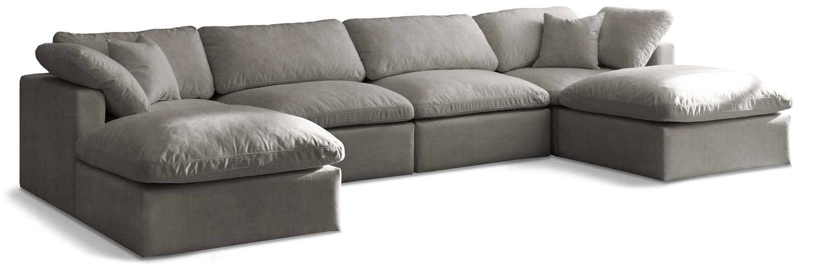 Selene 140" Grey Velvet Upholstered Standard Comfort Sectional, 6-Piece (Style 2) — View 1 (1/3)