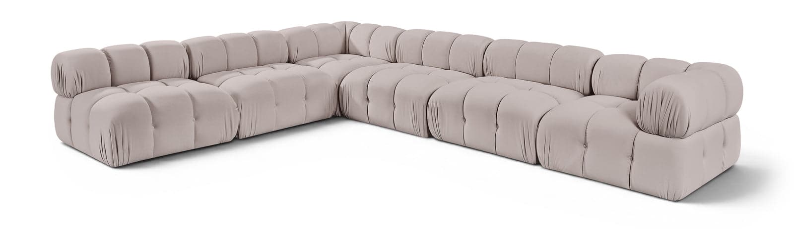 Camden Beige Velvet Performance Fabric Upholstered Sectional, 6-Piece (Style 2) — View 1 (1/3)