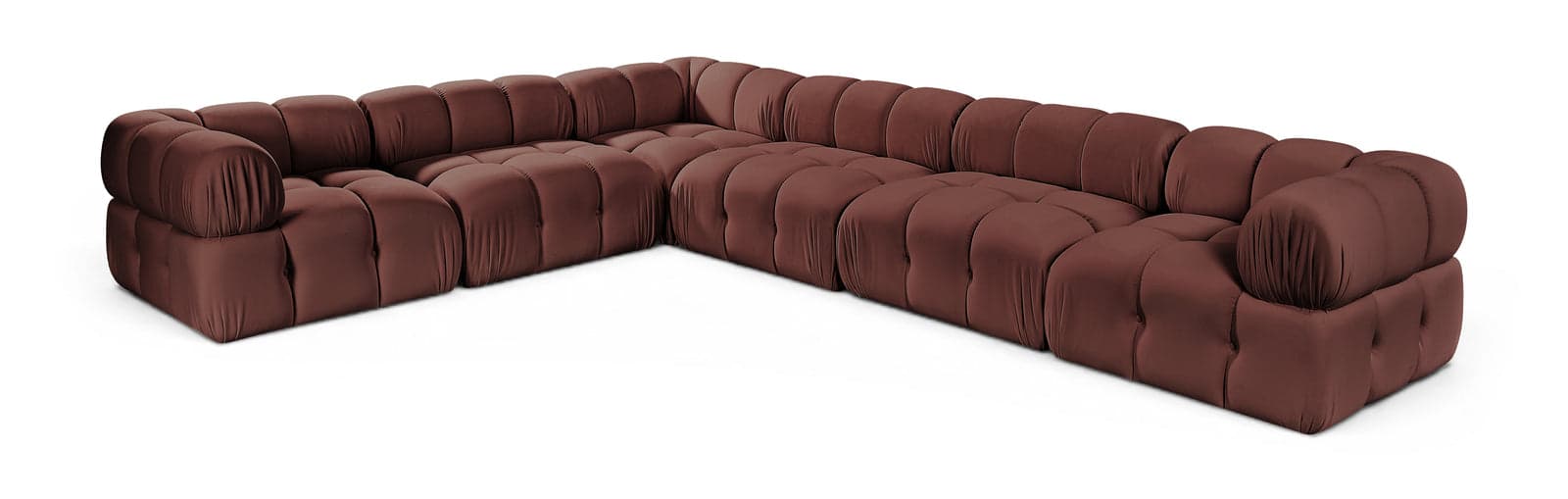 Camden Rose Velvet Performance Fabric Upholstered Sectional, 6-Piece — View 1 (1/3)