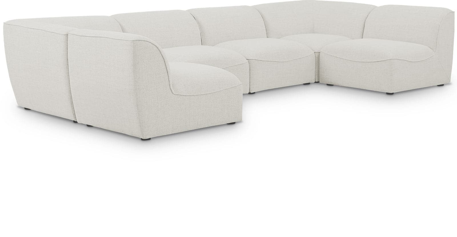 Greer 142" Cream Linen Textured Fabric Upholstered Sectional, 6-Piece (Style 3) — Vista 1 (1/3)