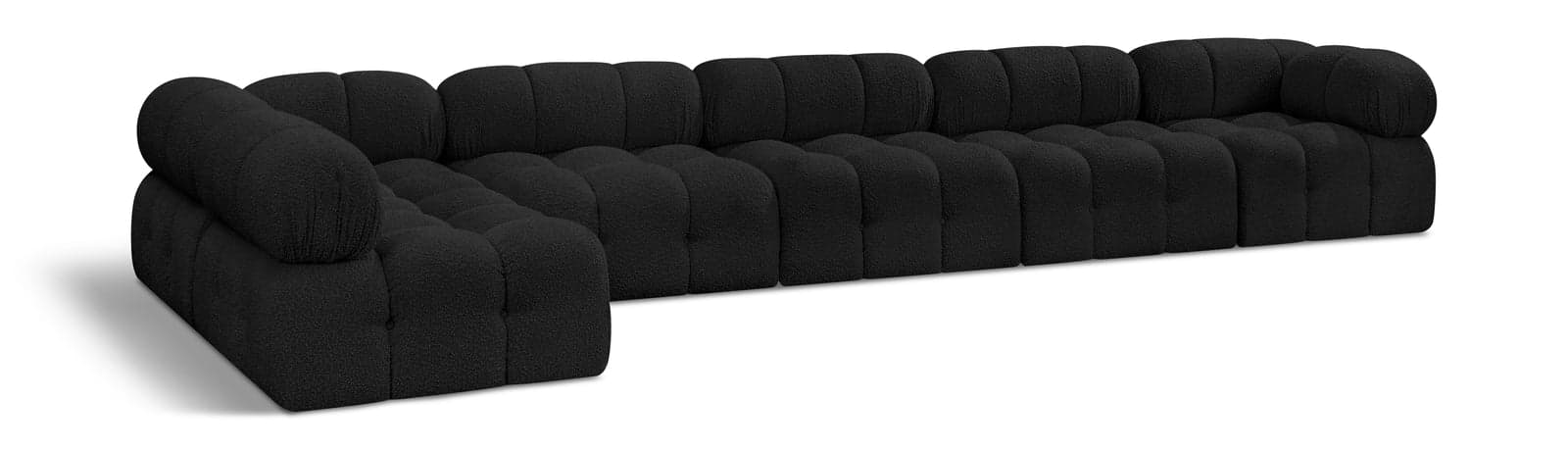 Darcy 170" Black Boucle Fabric Upholstered Sectional, 6-Piece — View 1 (1/3)