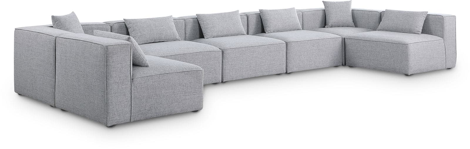 Farrah 180" Grey Fabric Upholstered Sectional, 7-Piece — View 1 (1/3)