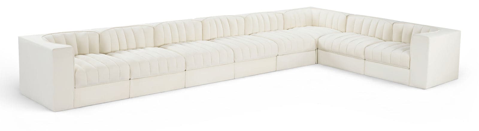 Talia Cream Velvet Performance Fabric Upholstered Sectional, 8-Piece (Style 3) — Vista 1 (1/3)