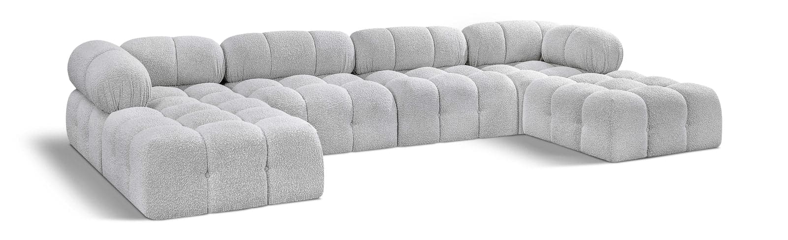 Darcy 136" Grey Boucle Fabric Upholstered Sectional, 6-Piece (Style 3) — Vista 1 (1/3)