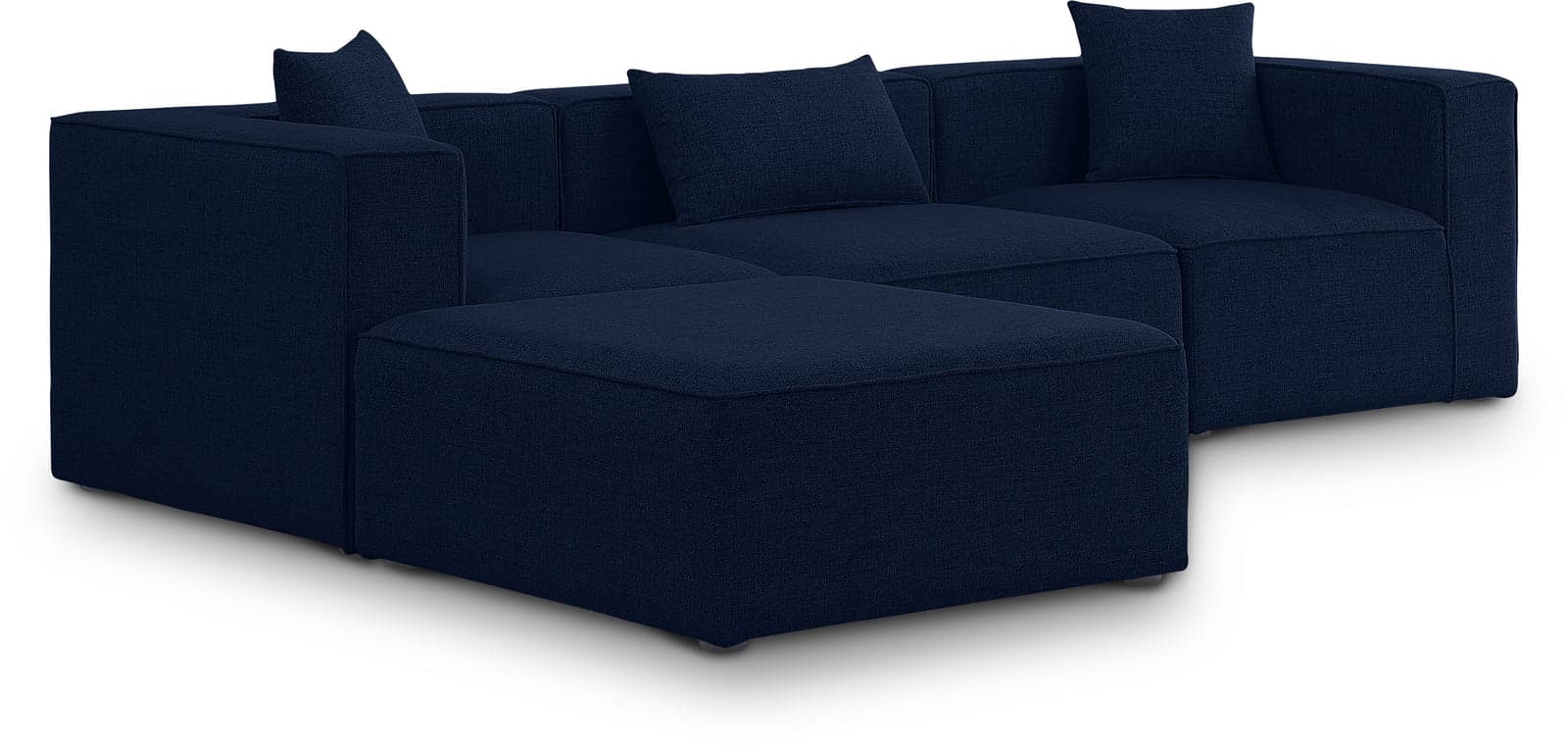 Farrah 108" Navy Fabric Upholstered Sectional, 4-Piece — View 1 (1/3)