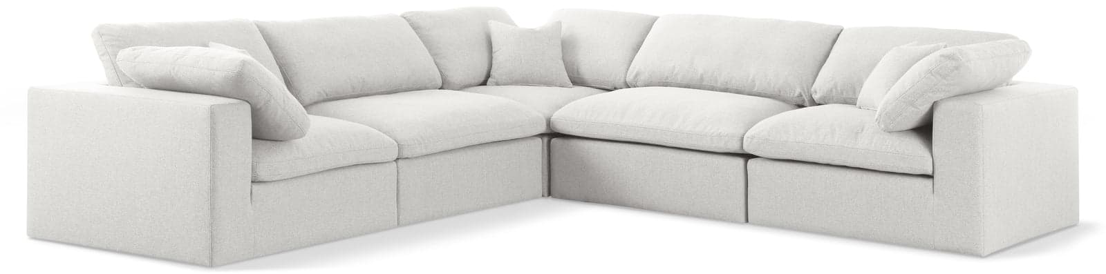 Camden 119" Cream Linen Textured Fabric Upholstered Deluxe Comfort Sectional, 5-Piece — Vista 1 (1/3)