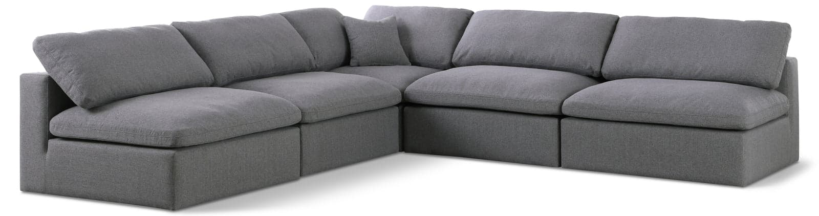 Camden 118" Grey Linen Textured Fabric Upholstered Deluxe Comfort Sectional, 5-Piece — View 1 (1/3)