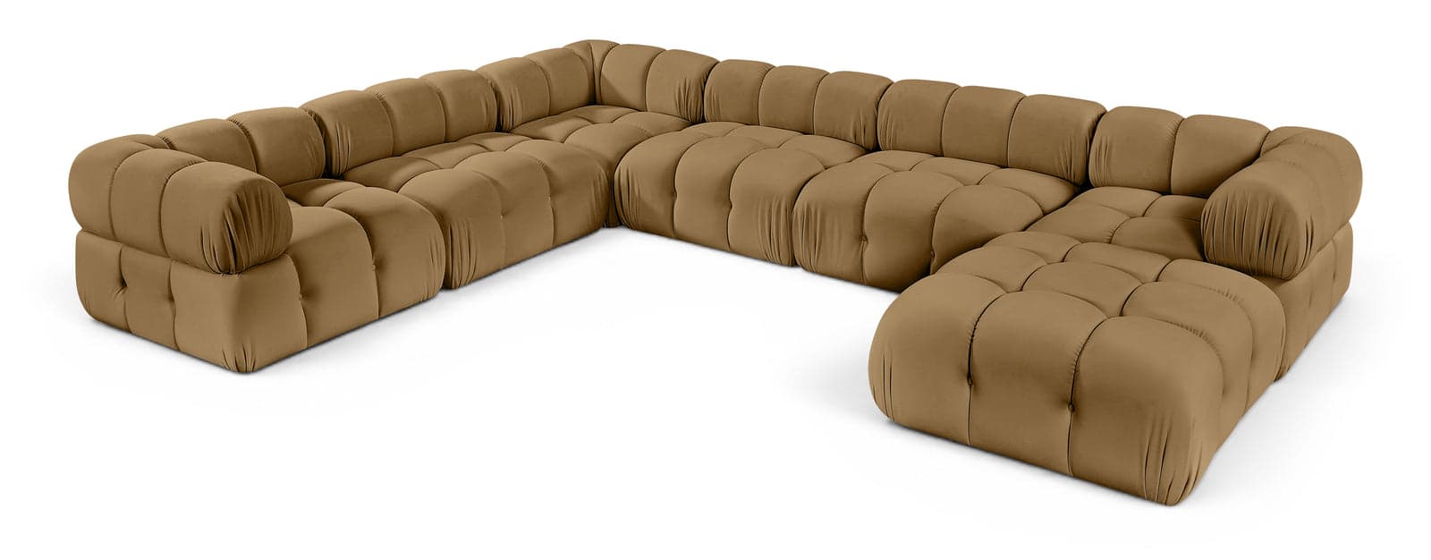 Camden Saddle Velvet Performance Fabric Upholstered Sectional, 7-Piece (Style 7) — View 1 (1/3)