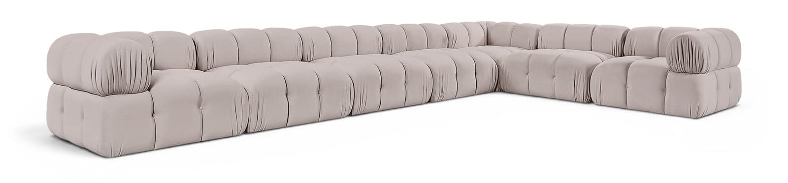 Camden Beige Velvet Performance Fabric Upholstered Sectional, 7-Piece (Style 4) — Vista 1 (1/3)