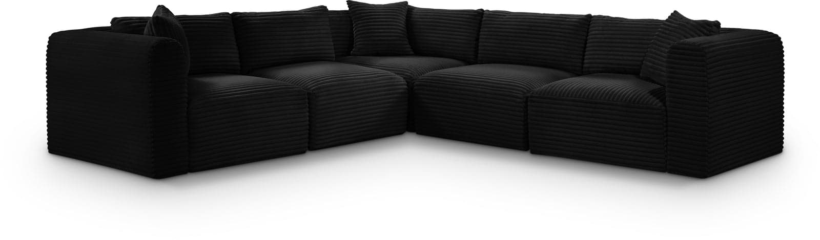Faye 109" Black Corduroy Performance Fabric Upholstered Sectional, 5-Piece — Vista 1 (1/3)