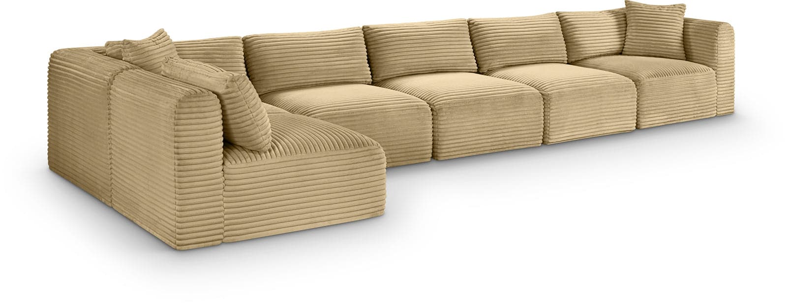Faye 171" Camel Corduroy Performance Fabric Upholstered Sectional, 6-Piece — Vista 1 (1/3)