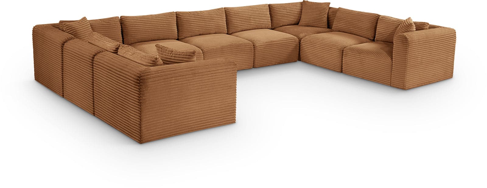 Faye 171" Saddle Corduroy Performance Fabric Upholstered Sectional, 9-Piece — Vista 1 (1/3)