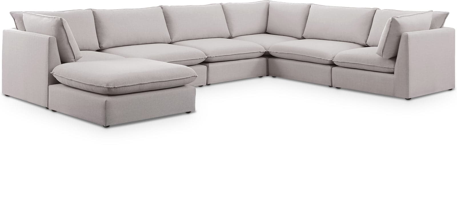 Linden 160" Beige Linen Textured Fabric Upholstered Sectional, 7-Piece — Vista 1 (1/3)