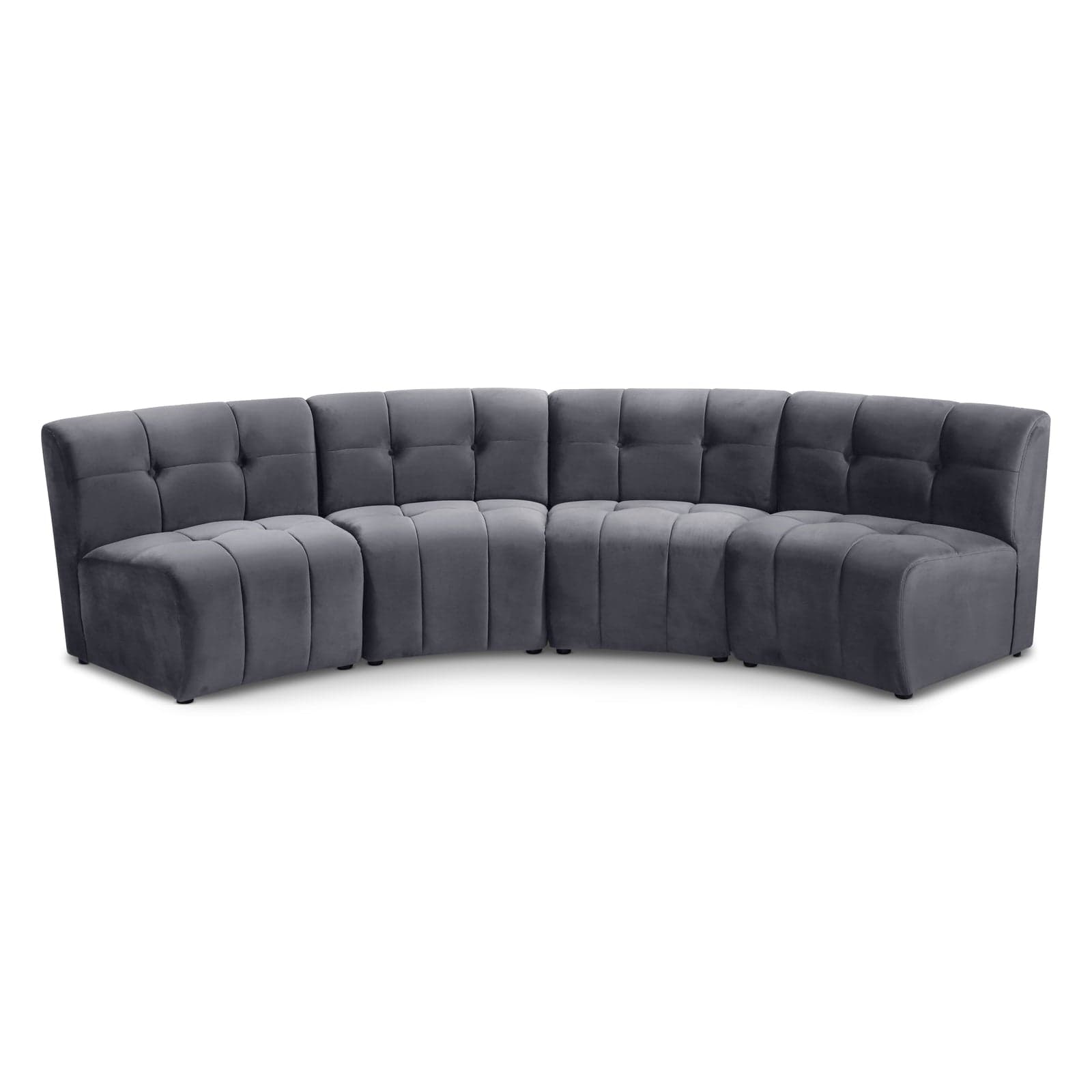 Kira 119.5" Grey Velvet Upholstered Sectional, 4-Piece — Vista 1 (1/3)