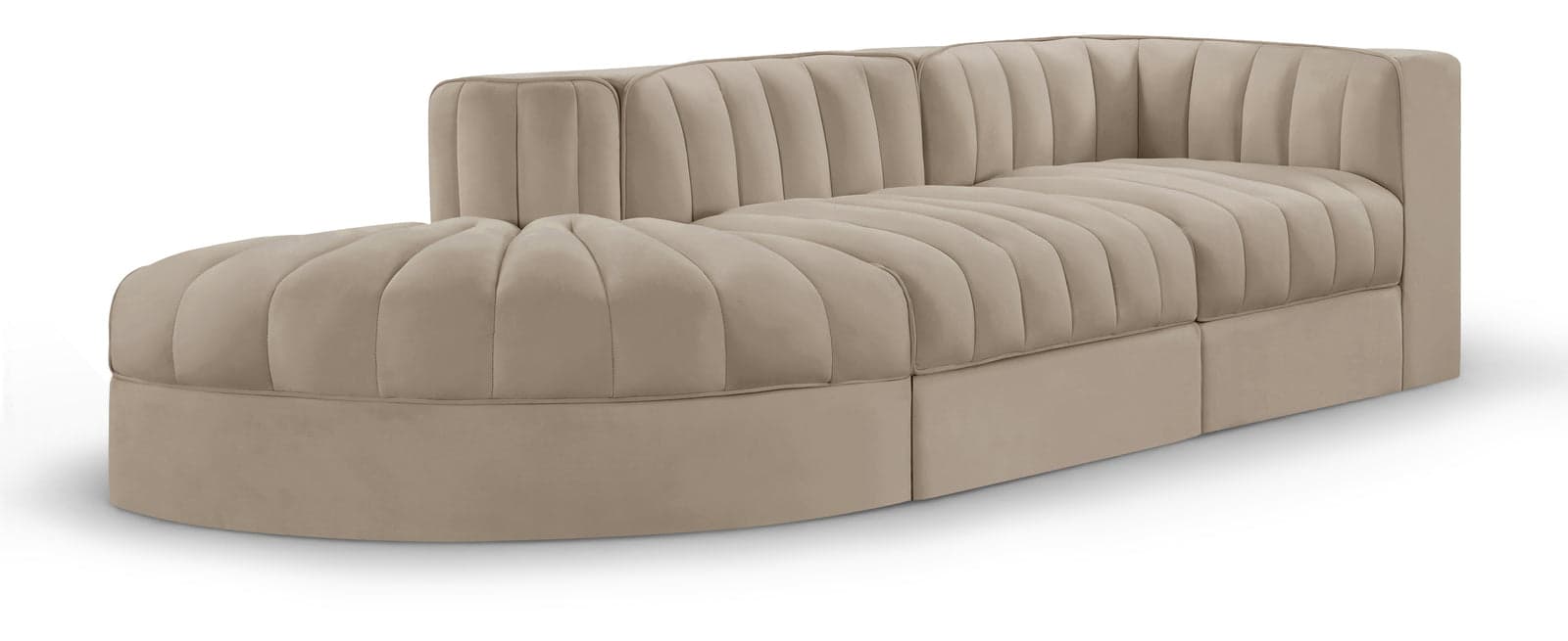 Talia Beige Velvet Performance Fabric Upholstered Sectional, 3-Piece — Vista 1 (1/3)