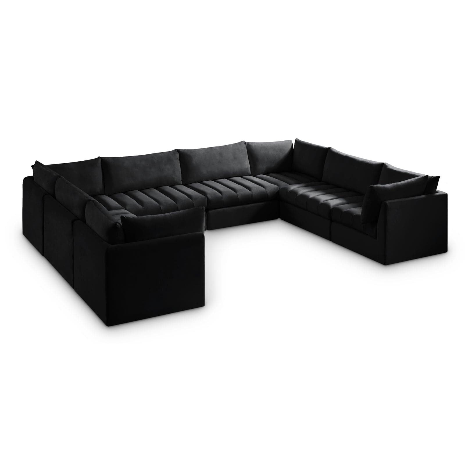 Rowan 140" Black Velvet Upholstered Sectional, 8-Piece — Vista 1 (1/3)