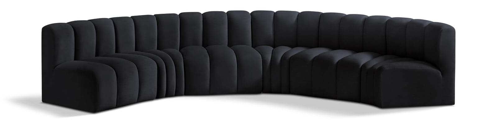 Yara 151" Velvet Upholstered Sectional, 6-Piece — Vista 1 (1/6)