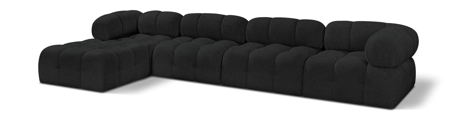 Darcy 136" Black Boucle Fabric Upholstered Sectional, 5-Piece (Style 2) — Vista 1 (1/3)