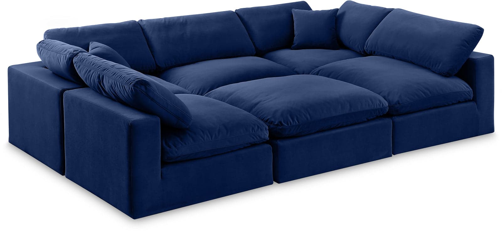 Farrah 119" Navy Velvet Upholstered Sectional, 6-Piece — Vista 1 (1/3)